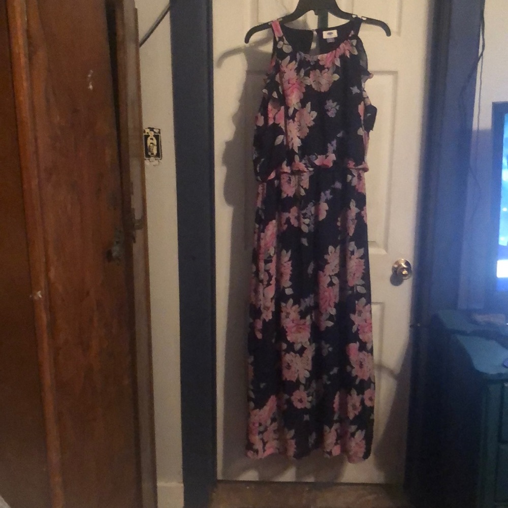 Floor length,  spring floral dress.